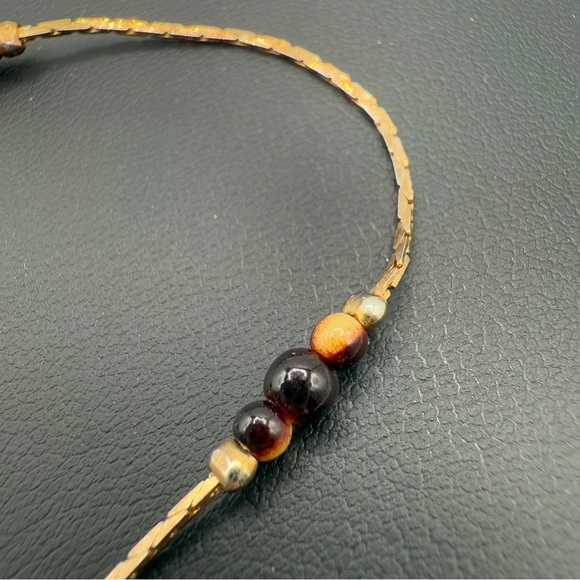 Korea 1960s Elegant Gold and Brown Beaded Necklace - Picture 10 of 14